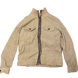 zara man beige corduroy zip up jacket size large